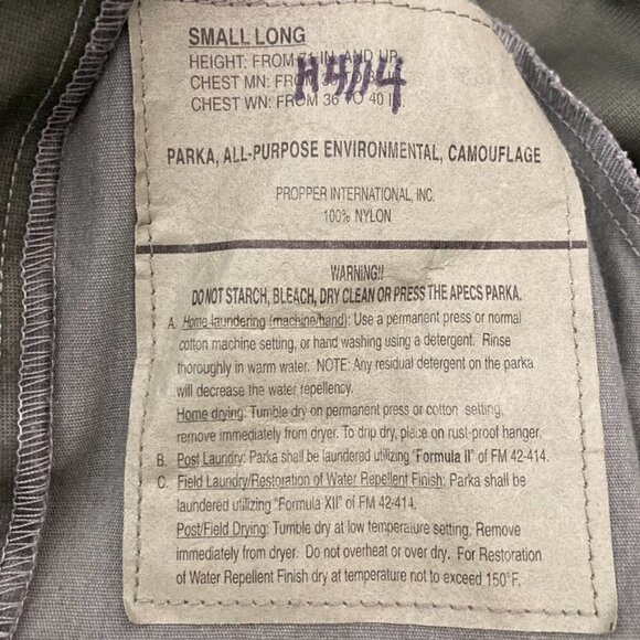 USAF All-Purpose Environmental Camouflage Parka Gore-Seam “Small Long” Military - Picture 11 of 13